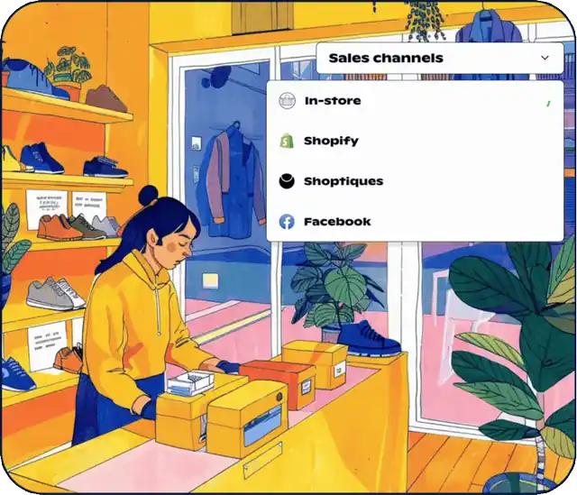Material POS syncing one product catalog across in-store, Shopify, and social sales channels