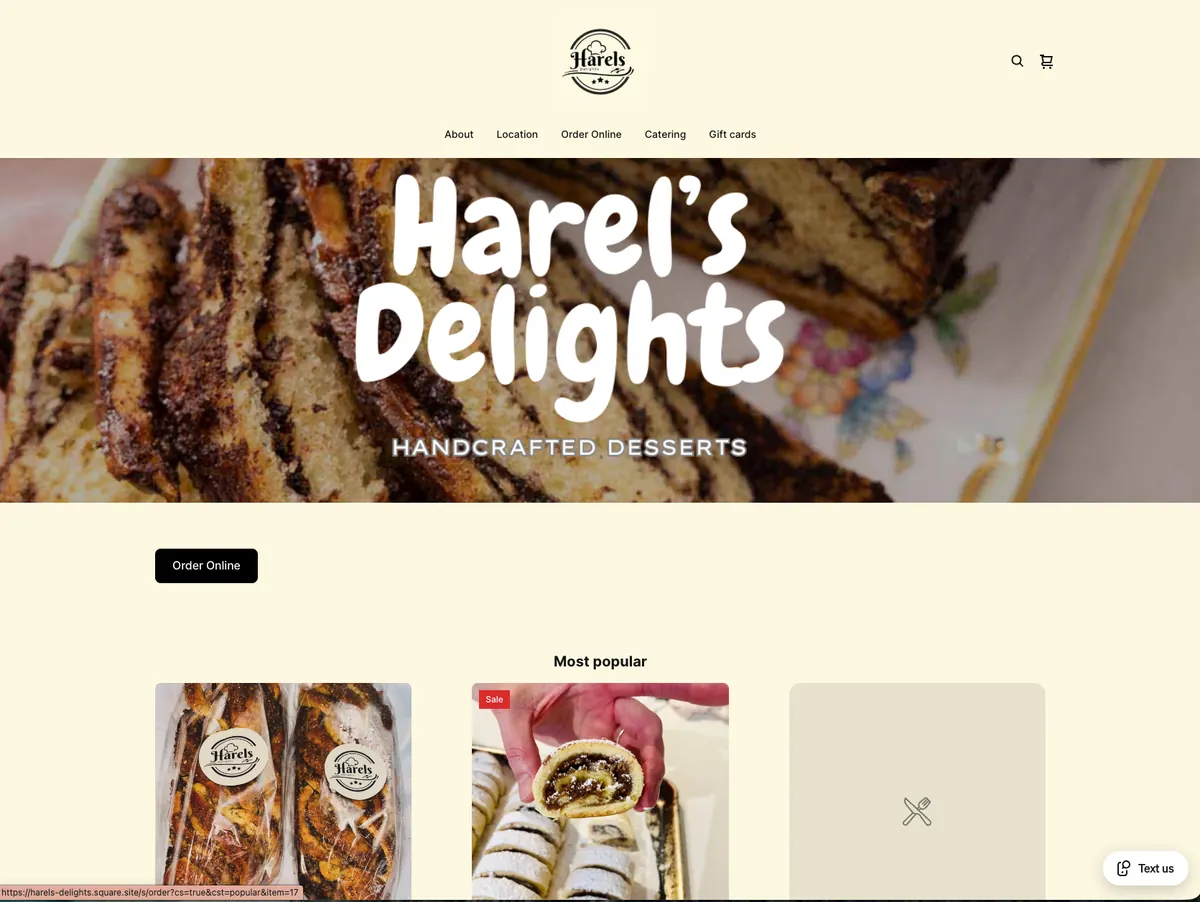 Harel's Delights website screenshot