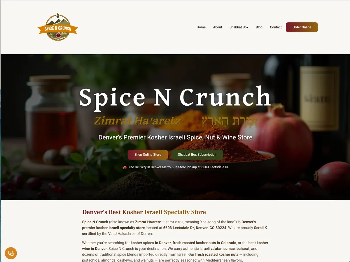 Spice N Crunch website screenshot